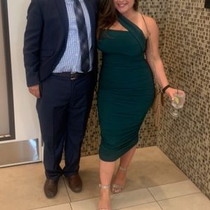 Club L London Green One Shoulder Midi Dress